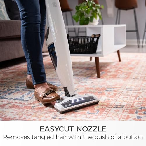 Kenmore DS1030 Cordless Stick Vacuum Lightweight Cleaner 2-Speed Suction | LED Headlight 2-in-1 Handheld for Hardwood Floor, Carpet & Pet Hair, White