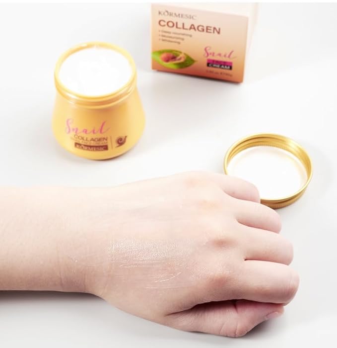 2pcs Snail Collagen Face Cream，Collagen Hydrating Anti-Wrinkle and Rejuvenating Cream Korean, Collagen Rejuvenating Moisturizer for Women, Improves Skin Firmness, Reduces Dryness & Fine Lines