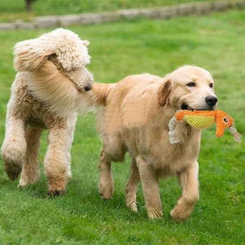 Cute Marine Animal Dog Squeaker Chew Toys, Orange Seahorse