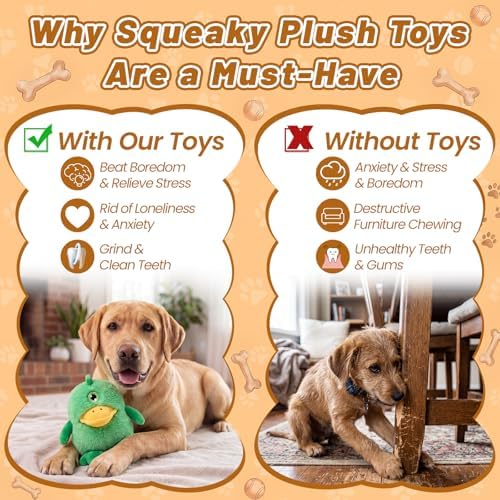 Junkin 4 Pack Dog Squeaky Toys, Plush Stuffed Dogs Toy, Cute Style