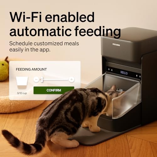 PETLIBRO RFID Automatic Cat Feeder with 6 Packs Pet Food Desiccant Bag, Collar Sensor for Personalized Meals, Wi-Fi Programmable Food Dispenser with Cats Recognition & Diet Tracking