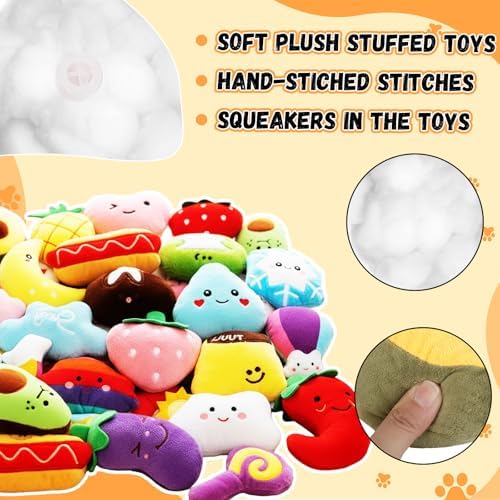 Hungdao 80 Pcs Dog Squeaky Toys Bulk for Small Dogs, Plush Chew Toys