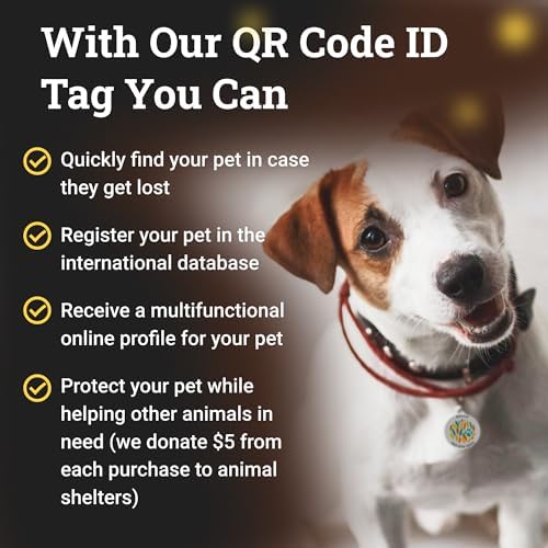 QR Code Dog Tag Personalized Pet Id Silent Cat Tags Engraved Name Plate with Online Profile («Funny Dog»)