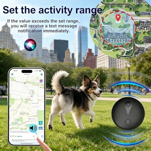 GPS Tracker for Dogs, Smart Collar with Real-Time Location, Pet Location Tracker with Holder, No Monthly Fee & No SIM Card, Works with iOS Find My, Ultra-Slim IP68 Waterproof Dog Tracker