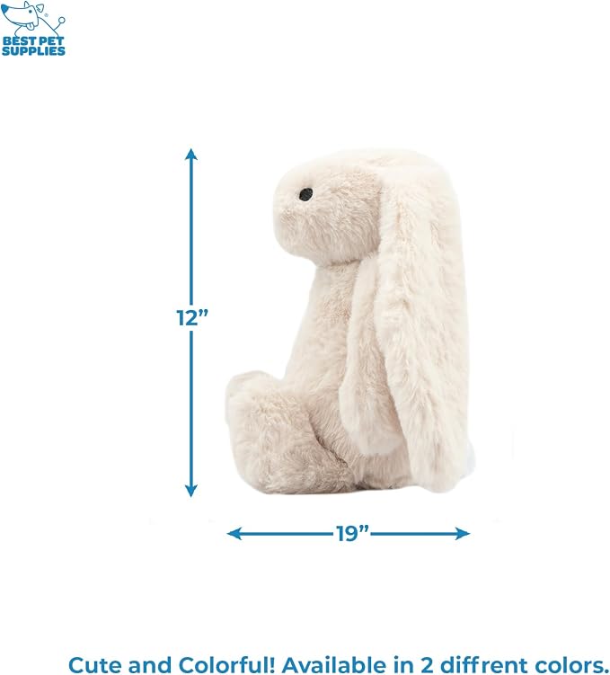 Best Pet Supplies Bunny Buddy Squeaky Plush Dog Toy - Beige, Medium | Soft Plush, Squeaks & Crinkles, Perfect for Moderate Chewers, Toss & Fetch Play, Stress & Anxiety Reliever, Ideal Gift Toy
