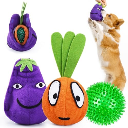 AWOOF 3 in 1 Squeaky Soft Plush Dog Chew Toy, Interactive Dog Toys