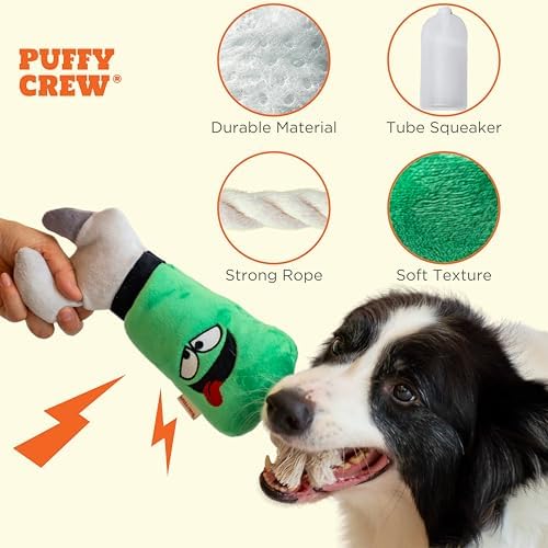 Squeaky Dog Plush Toy, Tools Bite_Stick Collection, 12", for Various Sized Dogs (Wrench, Large)