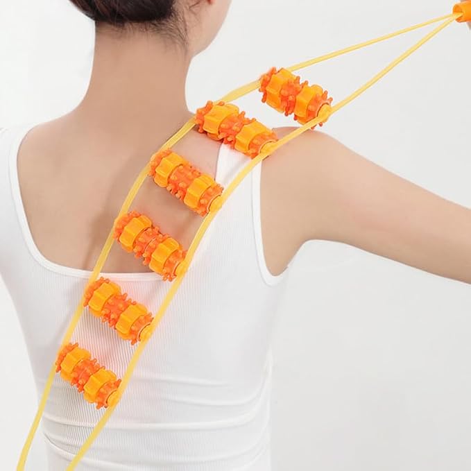 NOLITOY Manual Back Massager Roller Rope Hand Operated Massage Roller for Back Neck Legs and Shoulders Portable Muscle Massage Tool for Home Office and Travel