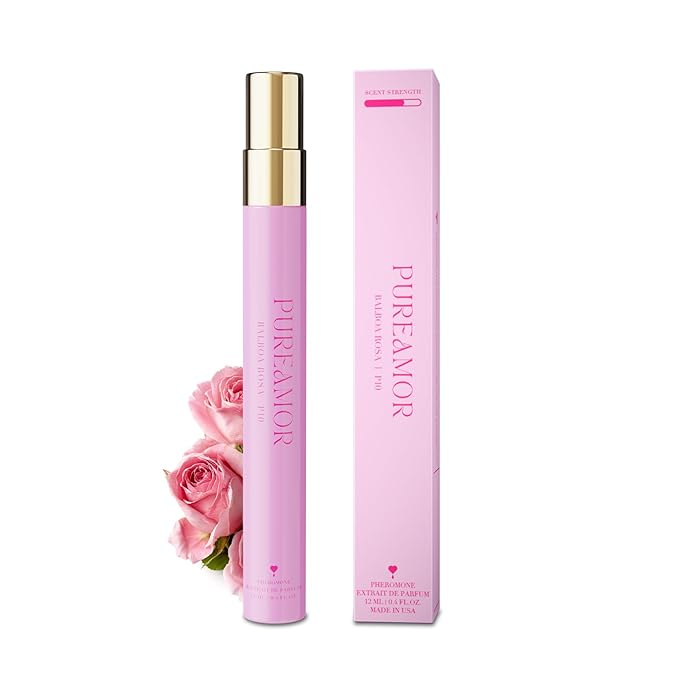 PUREAMOR Pheromone Perfume for Women, Balboa Rosa Extrait de Parfum – Romantic Floral Scent with Rose, Lychee & Cashmere, Long Lasting Fragrance, 0.4 oz / 12 ml Travel Size