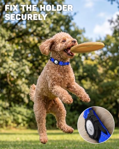 Padded Dog Collar with Waterproof Holder Compatible with Airtag