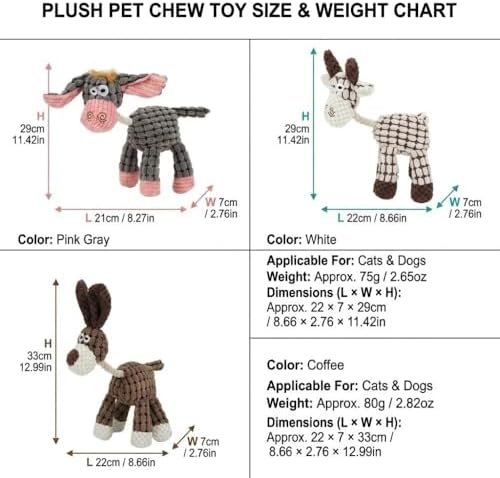 Pet Squeaky Chew Toy Interactive Durable Plush Dog Toy for Small Medium Large Breeds, Teeth Cleaning & Boredom Relief(Beige & Brown Goat)