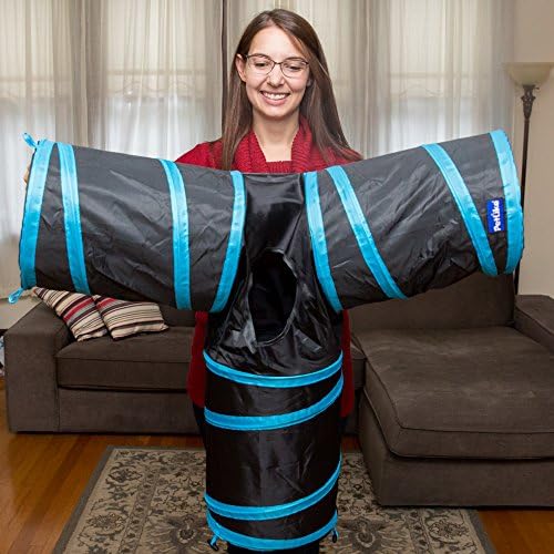 PetLike Cat Tunnel for Indoor Cats Collapsible Pop-up Pet Tube Peek Hole Hideaway Play Toys for Cats with Ball