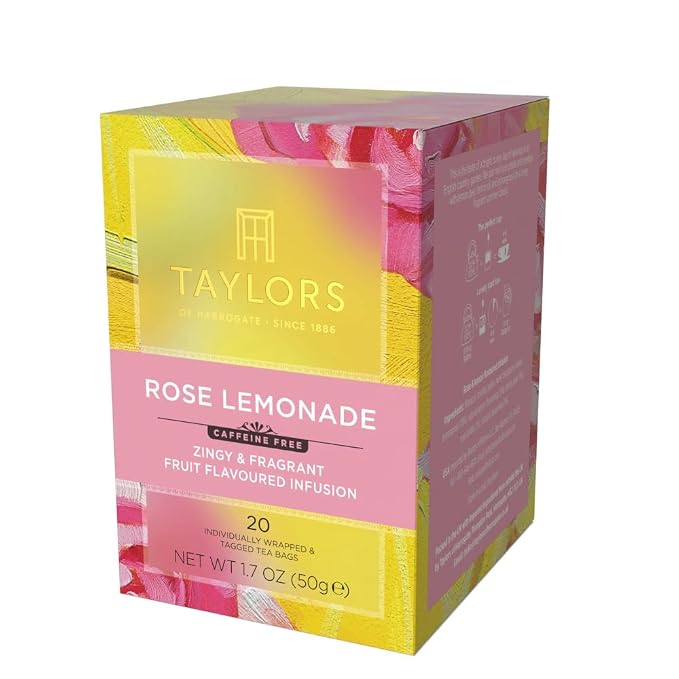 Taylors of Harrogate Rose Lemonade Infusion Individually Wrapped Bags, 20 Count (Pack of 6), Zingy, Refreshing and Fragrant, Caffeine-Free, Enjoy Hot or Iced, 120 Teabags Total