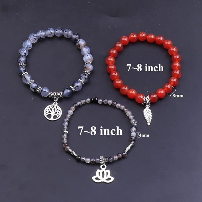 UEUC Tree of Life Yoga Healing Stone Bracelets,Multilayer Lotus Chakra Stone Reiki Bracelet Sets,Anxiety Crystal Natural Stone,for Women Stress Relief