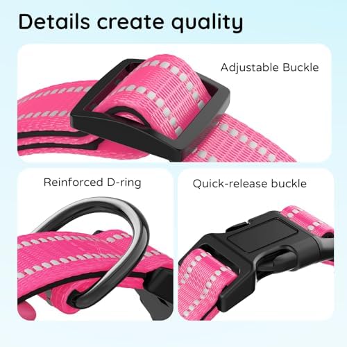 Upgraded AirTag Dog Collar, IP68 Waterproof Holder, Medium Rose