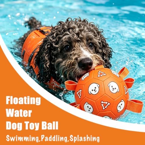 Dog Soccer Ball with Straps, 6 Inch Jolly Ball for Medium Dogs