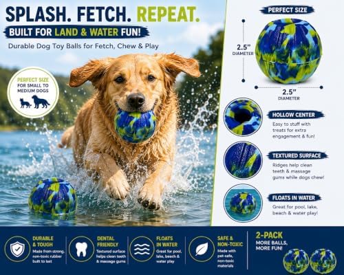 Dog Chew Ball, Strong Chew Ball for Small Medium Dogs, Durable Floating Fetch Toy Outdoor Training (Blue Camouflage)