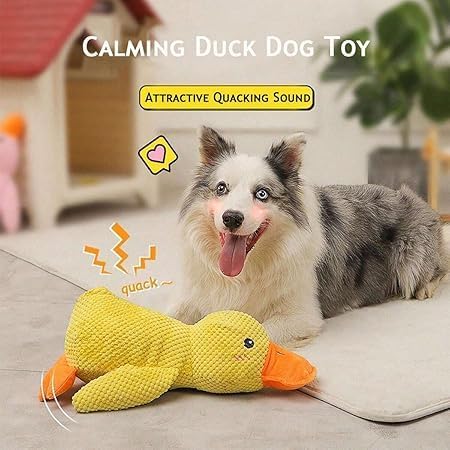 Mellow Dog Calming Duck Toy for Dogs, 2026 Upgraded Plush Duck with Squeaky Sound, Interactive Crinkle Chew Toy for Anxiety Relief, Durable Soft Pillow Toy for All Breed Aggressive Chewers