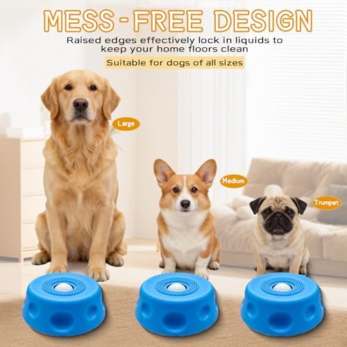 Slow Feeder Lick Bowl for Liquid Dog Treats- Lick Toy for Bone Broth, Rolling Ball Dog Lick Bowl with pet Anti Slip Pads and Cleaning Brushes, Suit for Large Medium Small Dogs&Post-Op