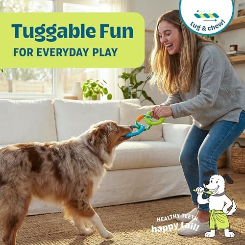 Pupstages Dental Links Dog Chew Toy, Textured Rings & Woven Rope, 8.5"