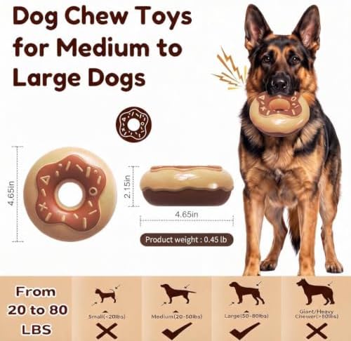 Squeaky Dog Chew Toys, Interactive Tough Indestructible Dog Toys for Aggressive Chewers, Medium to Large Dogs, Indoor & Outdoor Use