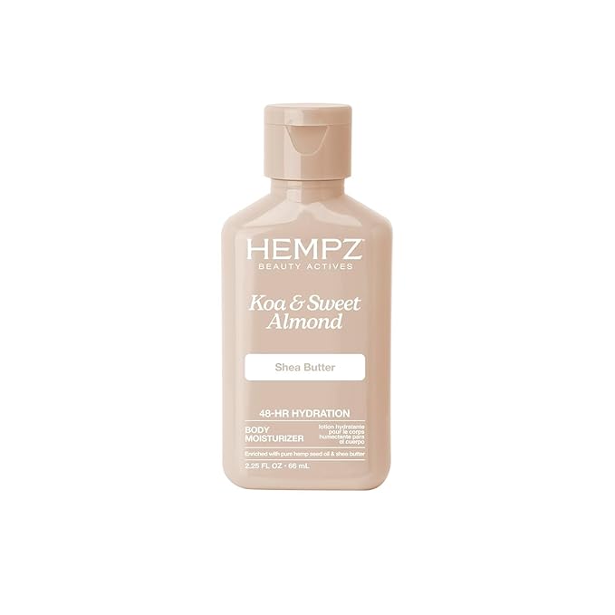 Hempz Smoothing Herbal Body Moisturizer, Koa & Sweet Almond, 2.25 oz - Lightweight Lotion with Hemp Seed Oil & Shea Butter, Vegan for Dry Skin