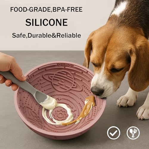 OHMO Slow Feeder Bowl & Lick Mat for Dogs, Galaxy Design, 6.3", Coral