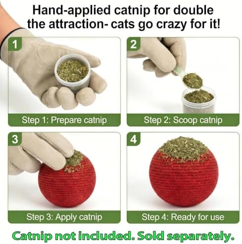 4-Inch Sisal Cat Toy Balls, Cat Toys for Indoor Cats, With Crinkle Sound