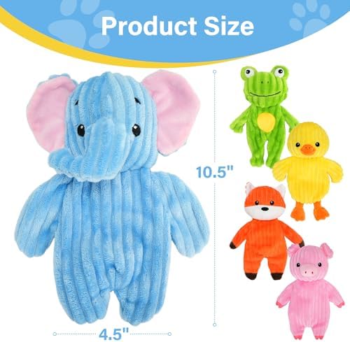 PrimePets 5PCS Plush Crinkle Squeaky Dog Toys for Small Medium Large Dogs