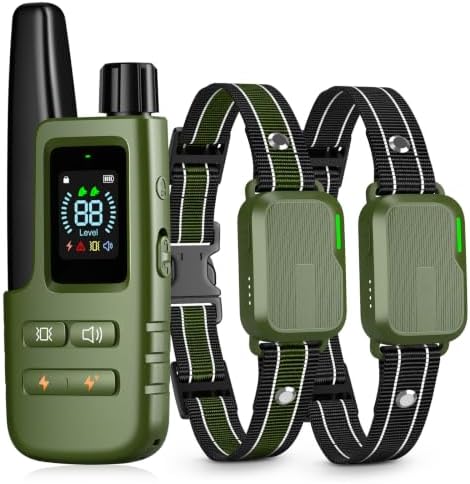 Dog Shock Collar - 4500FT Dog Training Collar with Remote, Grenn 2 Pack | IPX8 eCollar with No-Shock Mode, Beep(1-8) Vibration(1-16) Shock(0-99), Waterproof Electric Colalr for Small Medium Large Dog