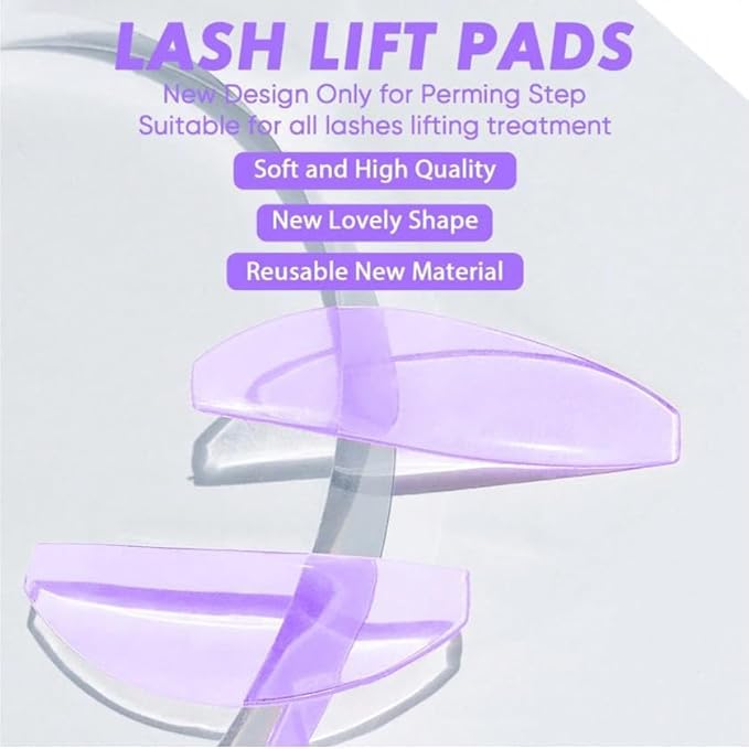 Lash Lift Shields Flat, Lomansa Korean Lash Lift Pads Super Sticky Glueless For NO.1 Perm Soften Lash Lift Rods (Purple)