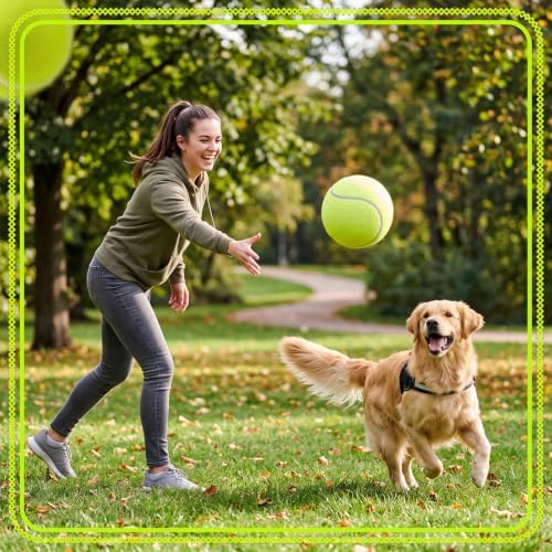 Sratte 6 Pieces Giant Large Tennis Ball for Dogs 6'' Inflatable Large Dog Toy Balls for Indoor Outdoor Training Playing Sports (Fluorescent Green)