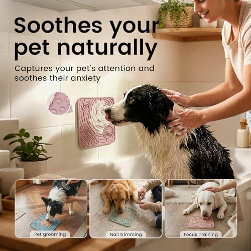 OHMO Large Lick Mat for Dogs&Cats, Space Pattern, 2pcs, Brick Red&Coral