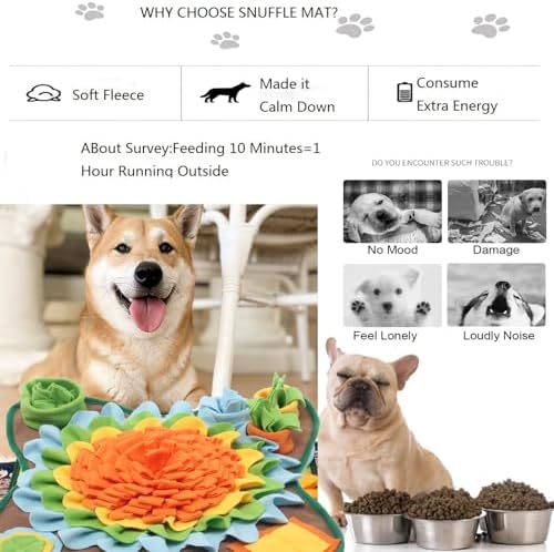 Dogs Snuffle Mat Pet Feeding Mats Puppy Sniffing Pad ,Cat Doggies Interactive Puzzle Toys for Multiple Breeds Encourages Natural Foraging Skills,Training and Stress Release (Orange)