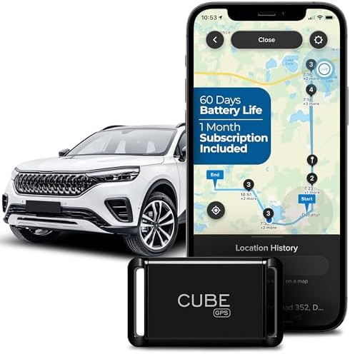 Cube GPS Tracker for Vehicles Assets Kids, Mini GPS Trackers for Dogs, Car Tracker Device: Real Time Worldwide Location SOS Pings Geo-Fencing + Rechargeable Battery Requires Subscription | IP67 Waterproof Mini GPS Tracker Device with Movement Alerts, G...