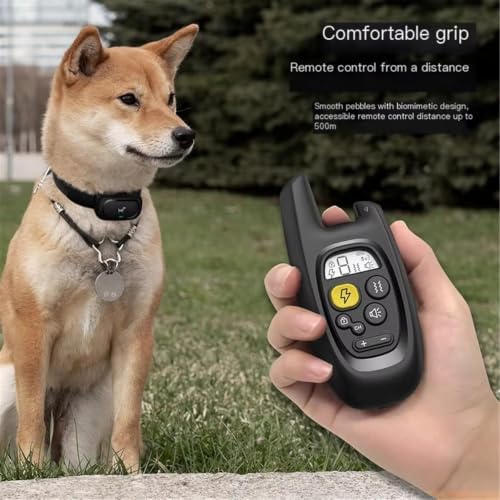 Dog Training Device Remote Control Barking Device pet Dog Trainer Electric Shock Collar pet Supplies Waterproof Rechargeable(White A)