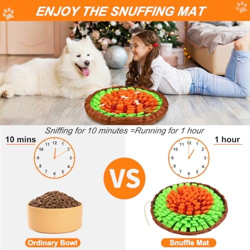 SZEE Snuffle Mat for Dogs, Adjustable Sniffing Mat for Smell Training and Slow Eating, Dog Snuffle Pad for Mental Stimulation and Enrichment, Interactive Toys for Pets (Orange and Green)