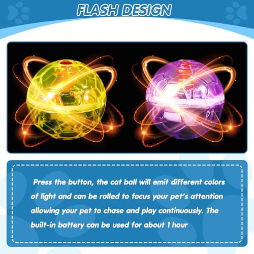 Frienda 4 Pcs Light up Cat Ball LED Motion Ghost Hunting Cat Ball, Bright