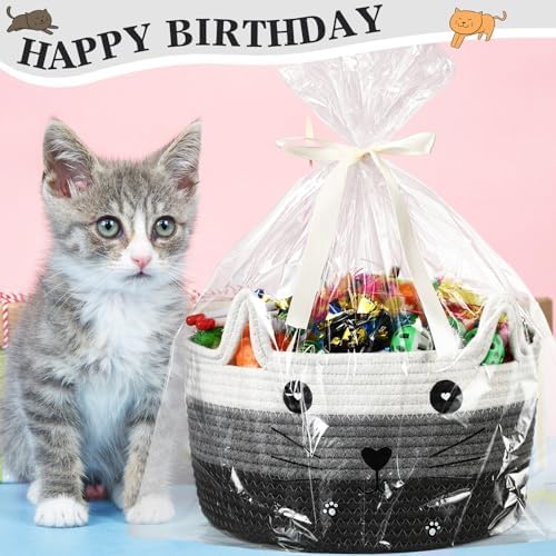Zopeal 76 Pcs Cat Storage Basket Gift Toys Set, Grey