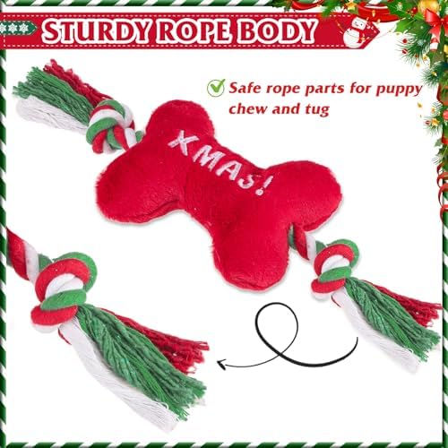 PUPTECK Christmas Dog Squeaky Chew Toys 3 Pack