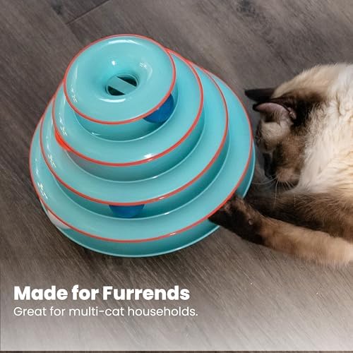 Catstages Chase Meowtain 4-Tier Interactive Cat Track Toy, 10.1" x 7.1" | 4-Level Tower, 4 Spinning Balls, Non-Slip Base, Interactive Enrichment, Indoor Cats & Kittens, Multi-Cat Homes