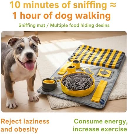M Snuffle Mat Yellow Dog Puzzle Enrichment Slow Feeder