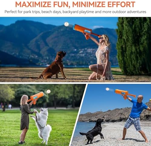 ALL FOR PAWS Dog Ball Launcher, Dog Ball Blaster with 3 ETPU Balls, Interactive Thrower for Medium to Large Dogs, Play Fetch Toy for Dogs for Outdoor Exercise