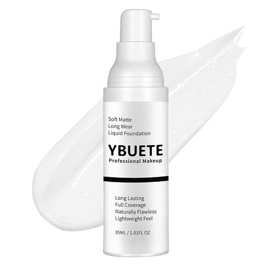 White Liquid Foundation for Halloween Goth Makeup,Professional Waterproof Full Coverage White Foundation for SFX Skeleton Ghost Zombie Clown Cosplay Makeup Face Paint for Adult Halloween Party