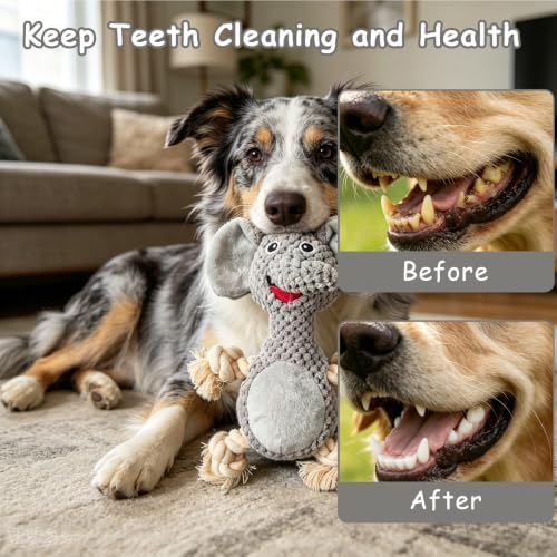 Plush Squeaky Chew Toy for Small Medium Large Dog,(Grey Elephant)