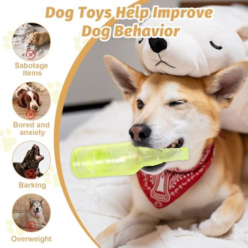 Yellow Water Bottle Dog Toy,Crunchnplay Bottle Toy for Dogs,Floating Dog Chew Toys,Squeaky Dog Toys for Aggressive Chewers,Dog Toy Water Bottle Cruncher,Interactive Dog Toys for Small Dogs Boredom