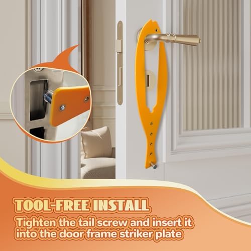 TGIOW Cat Door Latch, Cat Door Stopper Keep Open 2.5-6", 1 Pcs, Yellow | Keep Dogs Out of Litter Box and Food, Door Prop for Cats with 5 Adjustable Sizes, Door Plate Included, Pet Gate Alternative
