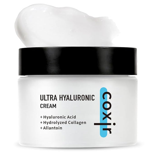 coxir Ultra Hyaluronic Cream– Intense Hydration Moisturizer for Dry, Dehydrated Skin | Hyaluronic Acid & Aloe Vera | Lightweight Korean Face Cream for Winter Dryness & Glowing Skin 50ml (1.69 fl oz)