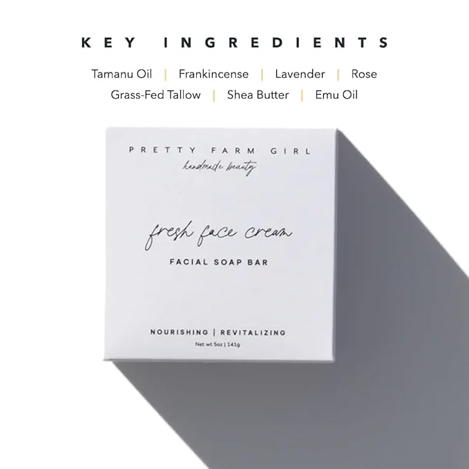 Pretty farm girl Facial Cleansing Bar – Tallow & Goat Milk Soap with Lavender & Frankincense – Gentle Face Cleanser for Sensitive Skin, 5oz
