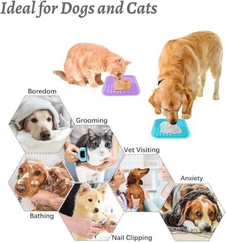 MateeyLife Lick Mat for Dogs & Cats, Slow Feeder Licking Pads for Boredom